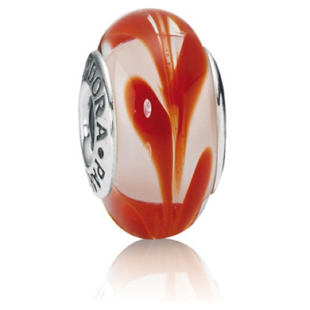 Authentic Pandora Retired Auburn Swirl Murano Glass Charm (790646)